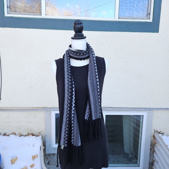 Smartwool black gray white knit scarf - Picture 1 of 4